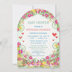 Invitation Bébé Fille de Bloomin Floral et Coeurs Douche