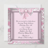 Invitation Bébé Fille de la Princesse Rose Argent et Noir Sho (Dos)