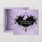 Invitation Bébé Fille de Princesse Noir Violet Argenté Shower (Devant / Derrière)
