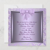 Invitation Bébé Fille de Princesse Noir Violet Argenté Shower (Dos)