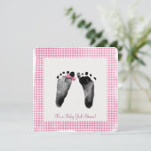 Invitation Bébé fille douche avec empreintes (Debout devant)