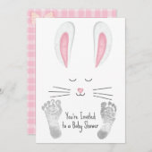 Invitation Bébé fille douche avec lapin mignon (Devant / Derrière)