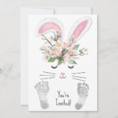 Invitation Bébé fille douche avec lapin mignon (Devant)