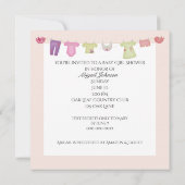 Invitation Bébé fille Douche avec lit blanc et nuage (Dos)