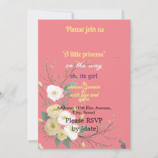 Invitation BÉBÉ-fille DOUCHE rose FLORAL ART