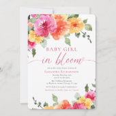 Invitation Bébé fille en Fleur coloré printemps fleuri été (Devant)