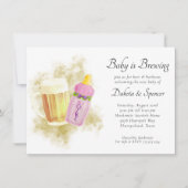 Invitation Bébé fille est en train de brasser | Douche extéri (Devant)