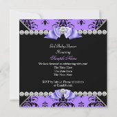 Invitation Bébé Fille Fête de Naissance Dameask Violet Prince (Dos)