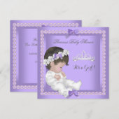 Invitation Bébé Fille Fête de Naissance Lavande Violette (Devant / Derrière)