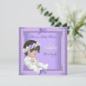 Invitation Bébé Fille Fête de Naissance Lavande Violette (Debout devant)