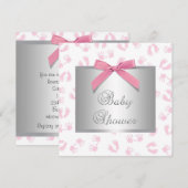 Invitation Bébé Fille Fête Rose Mains Pieds (Devant / Derrière)