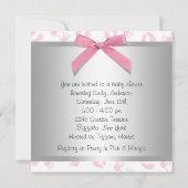 Invitation Bébé Fille Fête Rose Mains Pieds (Dos)