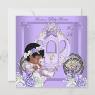 Invitation Bébé Fille Lavande Afro-Américaine 5