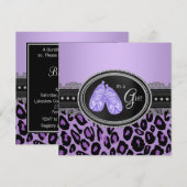 Invitation Bébé Fille Lavande Violet Léopard Shower (Devant / Derrière)