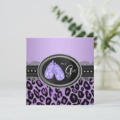 Invitation Bébé Fille Lavande Violet Léopard Shower (Debout devant)