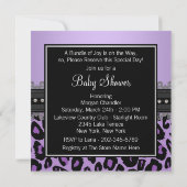 Invitation Bébé Fille Lavande Violet Léopard Shower (Dos)