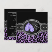 Invitation Bébé Fille Lavande Violet Léopard Shower (Devant / Derrière)