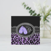 Invitation Bébé Fille Lavande Violet Léopard Shower (Debout devant)