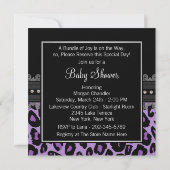 Invitation Bébé Fille Lavande Violet Léopard Shower (Dos)