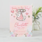 Invitation Bébé fille licorne mignonne (Debout devant)