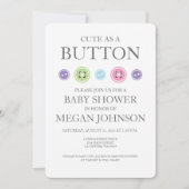 Invitation Bébé fille mignonne comme un bouton douche Invitat (Devant)