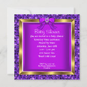 Invitation Bébé fille mignonne pailletée violette dans une ch (Dos)