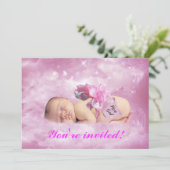 Invitation Bébé fille nuages roses imaginaire douche invitati (Debout devant)