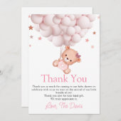 Invitation Bébé Fille Ours Boho Bearly Wait Sweet Merci (Devant / Derrière)