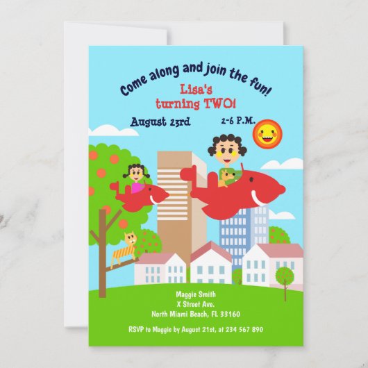 Invitation Bébé fille passe avec maman fête de deuxième anniv (Devant)