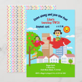 Invitation Bébé fille passe avec maman fête de deuxième anniv (Devant / Derrière)