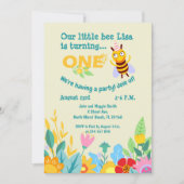 Invitation Bébé fille premier anniversaire petite fête d'abei (Devant)