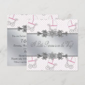 Invitation Bébé Fille Princesse Shower Baby Carrosse Rose (Devant / Derrière)