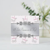 Invitation Bébé Fille Princesse Shower Baby Carrosse Rose (Debout devant)
