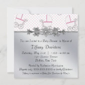 Invitation Bébé Fille Princesse Shower Baby Carrosse Rose (Dos)