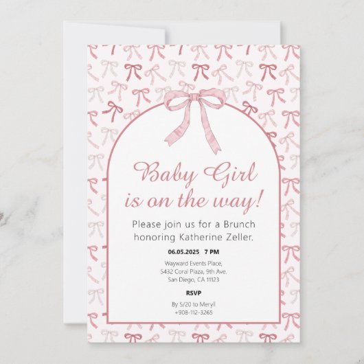 Invitation Bébé fille rose Baby shower de la boîte (Devant)