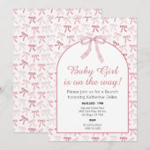 Invitation Bébé fille rose Baby shower de la boîte (Devant / Derrière)