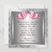 Invitation Bébé Fille Rose Noir Princesse Shower (Dos)