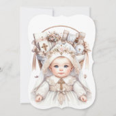 Invitation Bébé fille Rose panier d'or Baptême (Dos)