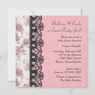 Invitation Bébé Fille Rose Rose Assez Douche