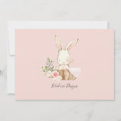 Invitation Bébé Fille rose Script mignonne lapin élégant bébé (Dos)