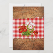 Invitation Bébé Fille Rouge Gingham Bois Fleurs Bébé Q Barbec (Dos)