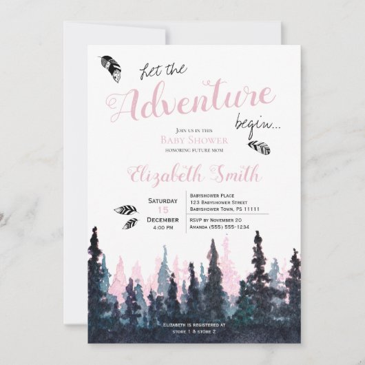 Invitation Bébé fille Rustique aventure bébé douche (Devant)