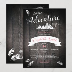 Invitation Bébé fille Rustique aventure bébé douche