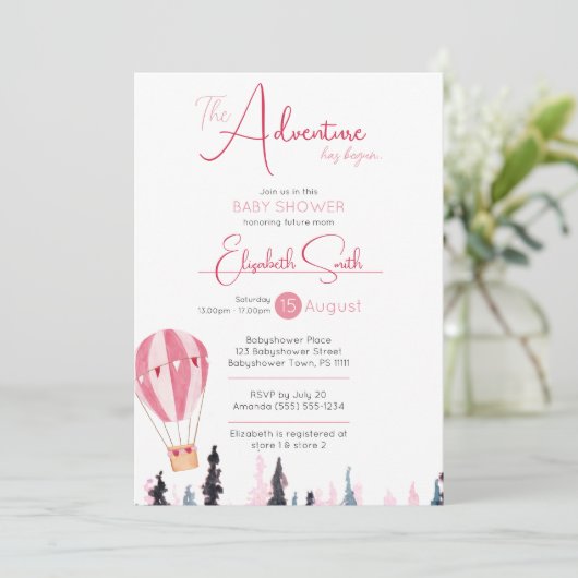 Invitation Bébé fille Rustique aventure bébé douche (Debout devant)