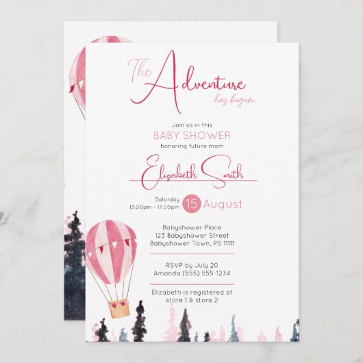 Invitation Bébé fille Rustique aventure bébé douche (Devant / Derrière)