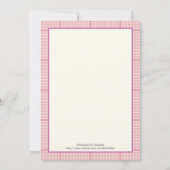 Invitation Bébé fille saupoudrer la frontière rose plaid (Dos)