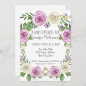 Invitation Bébé Fille saupoudrer la lavande de douche dans un (Devant / Derrière)