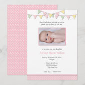 Invitation Bébé fille Sip photo et voir l'invitation (Devant / Derrière)