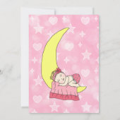 Invitation Bébé fille sur la lune rose Fête de naissance de b (Dos)