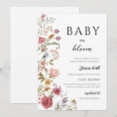 Invitation Bébé Fleur de Boho en Fleur (Devant / Derrière)